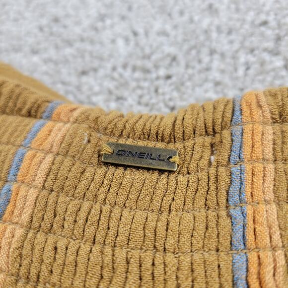 O'Neill Lahaloo Striped Jumpsuit Womens S Gold Strapless Smocked Bandeau Boho - Picture 8 of 12